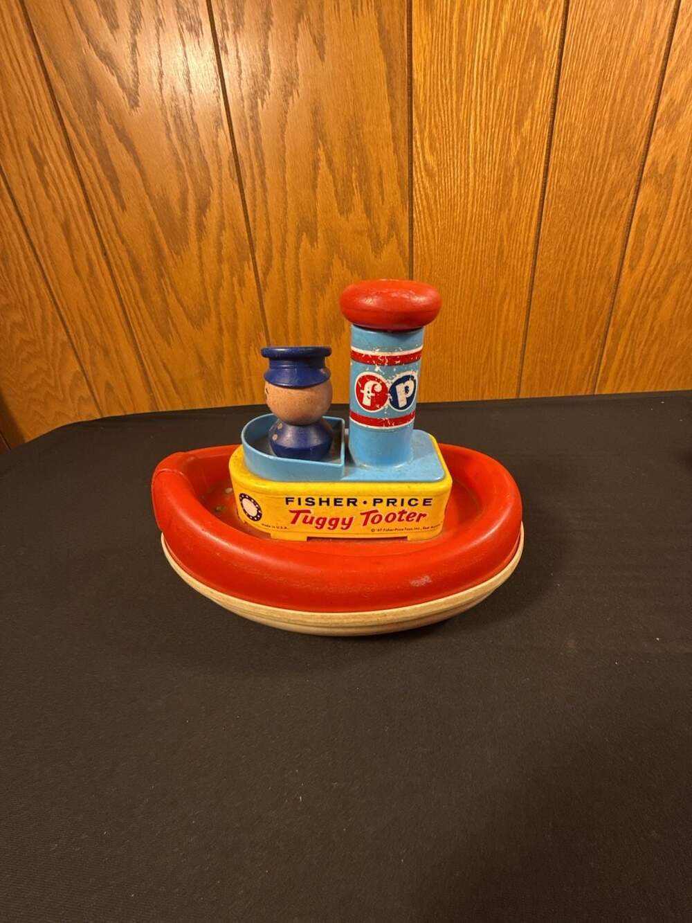 Vintage 1967 Fisher-Price Tuggy Tooter Pull Toy Boat